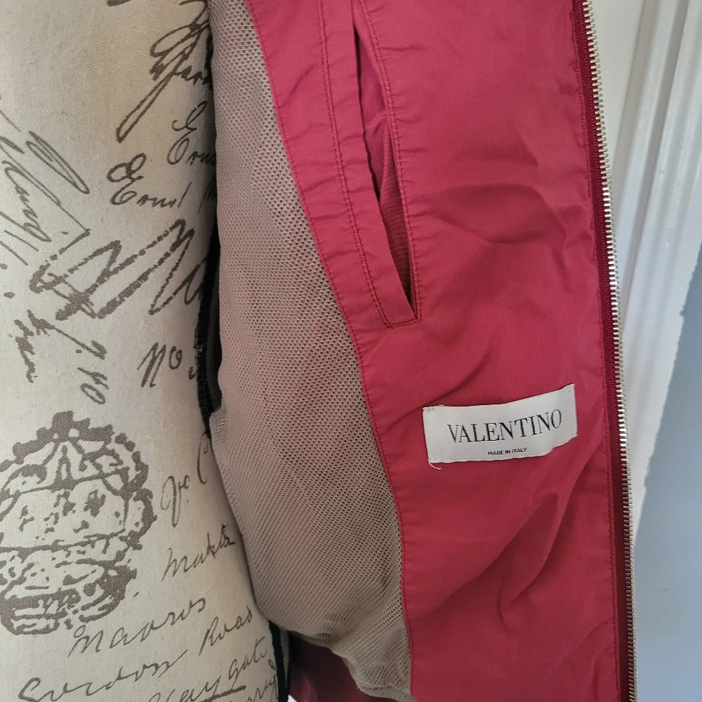 Valentino Made In Italy‎ Burgundy Red Bomber Rain Jacket Women's Size Small